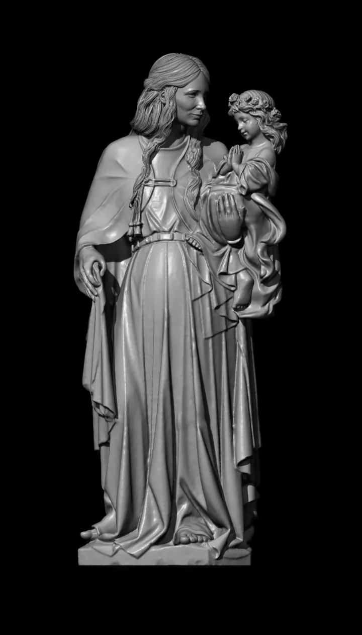 Sant'Ana com Maria Menina — escultura devocional em argila digital